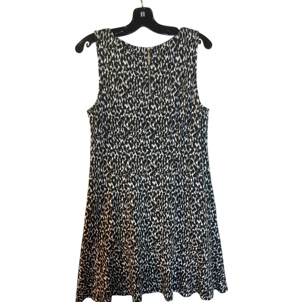 Animal Print Sleeveless A-Line Dress W/ Zipper Detail For Women Size M Black/Whi - Picture 2 of 11